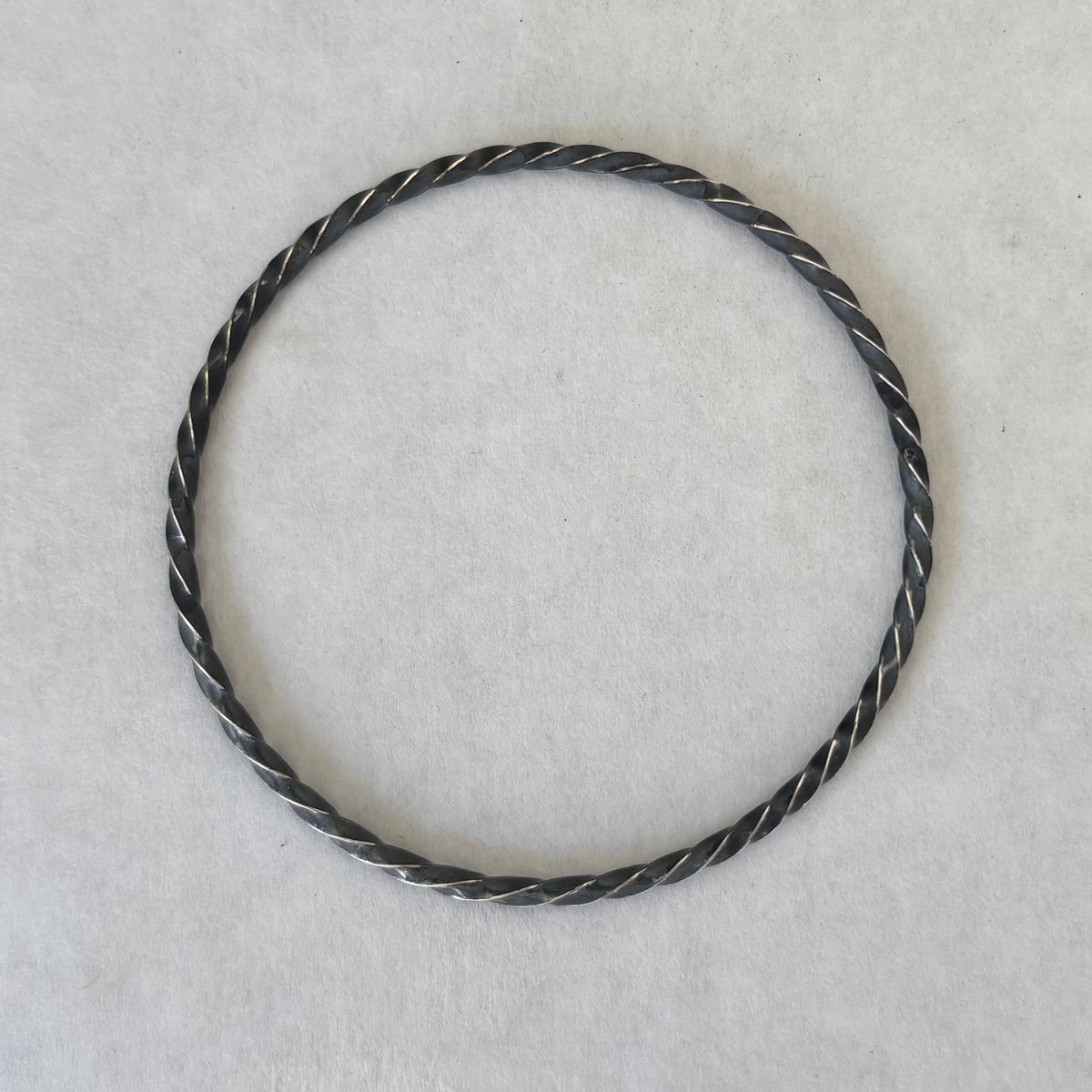 Square Wide Twisted Bangle (blackened)