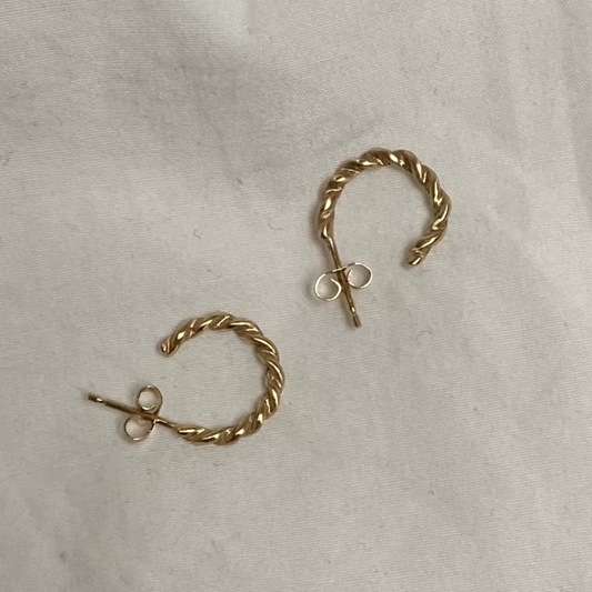 Small Round Twisted Hoop Earrings